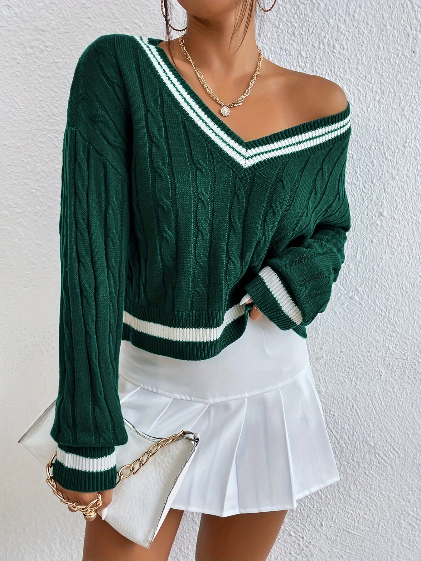 V-Neck Long Sleeve Knit Sweater