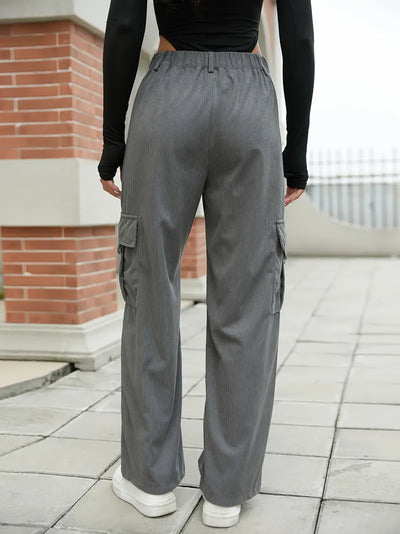 Flap Pockets Wide Leg Cargo Pants