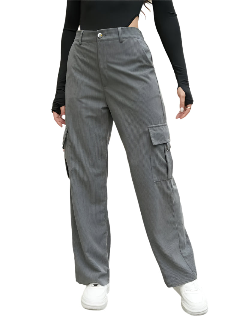 Flap Pockets Wide Leg Cargo Pants