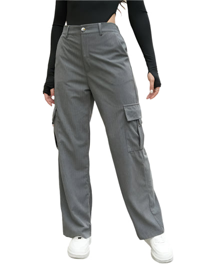Flap Pockets Wide Leg Cargo Pants